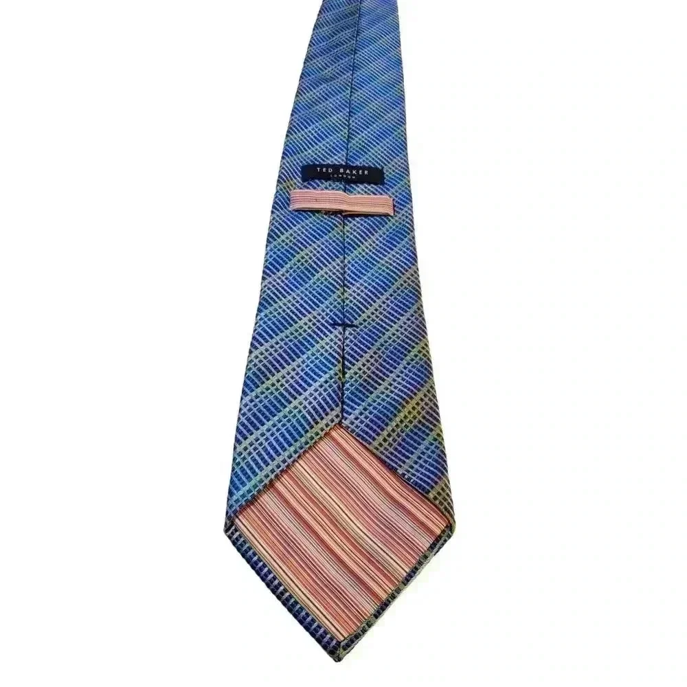 TED BAKER Blue Multicolor Geometric Stripe Silk Tie Neck Tie‎ Neckwear USA